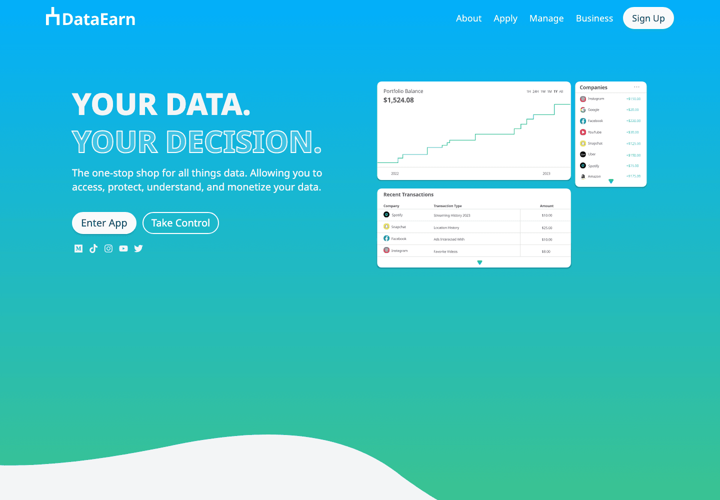 DataEarn consumer data platform website