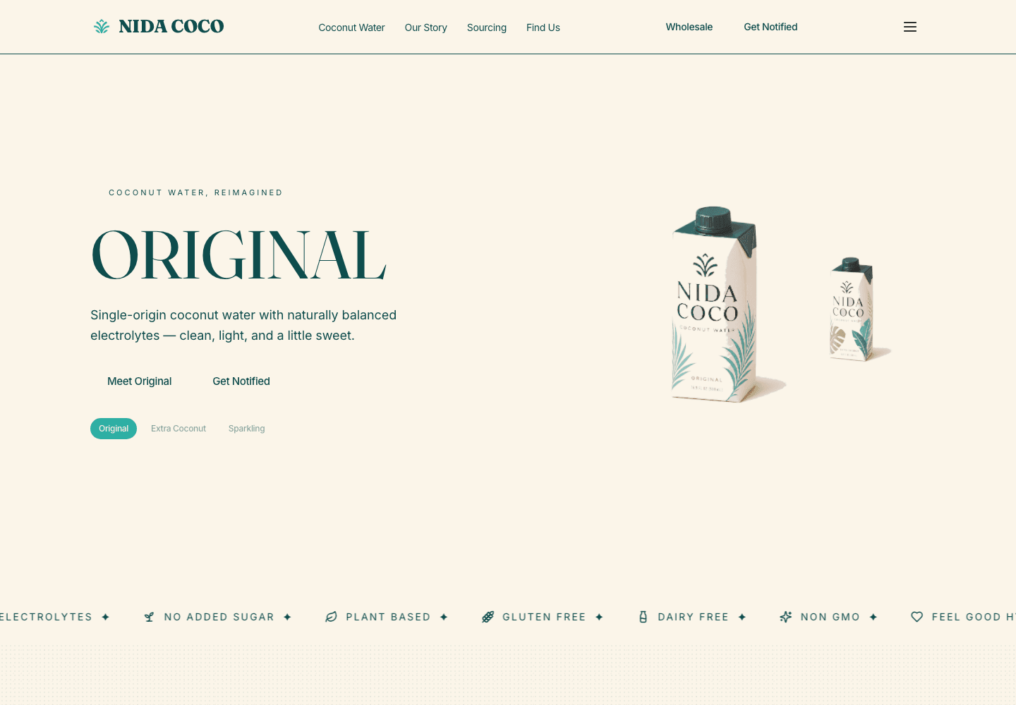 NIDA COCO coconut water website